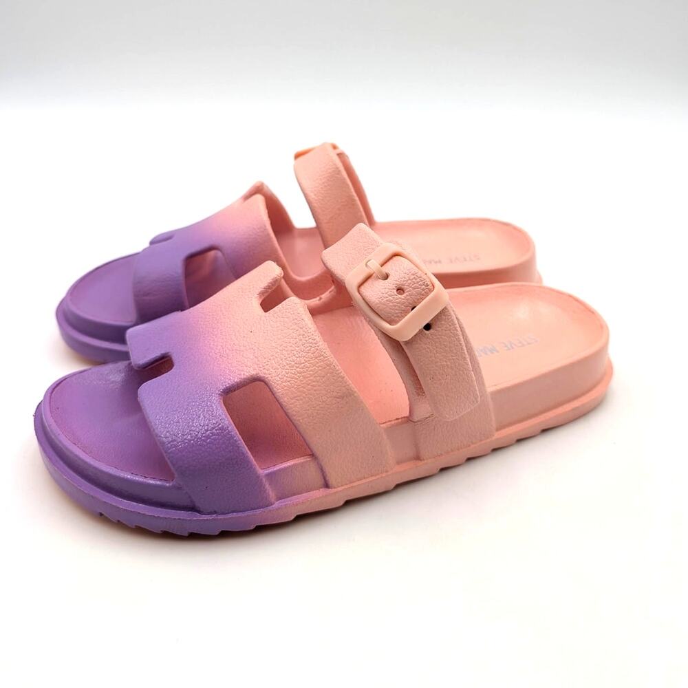 Steve Madden Spirit Buckle Slide Sandals Girls' Purple/Pink Size US3